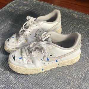 White Nike Paint splatter Air Force 1’s